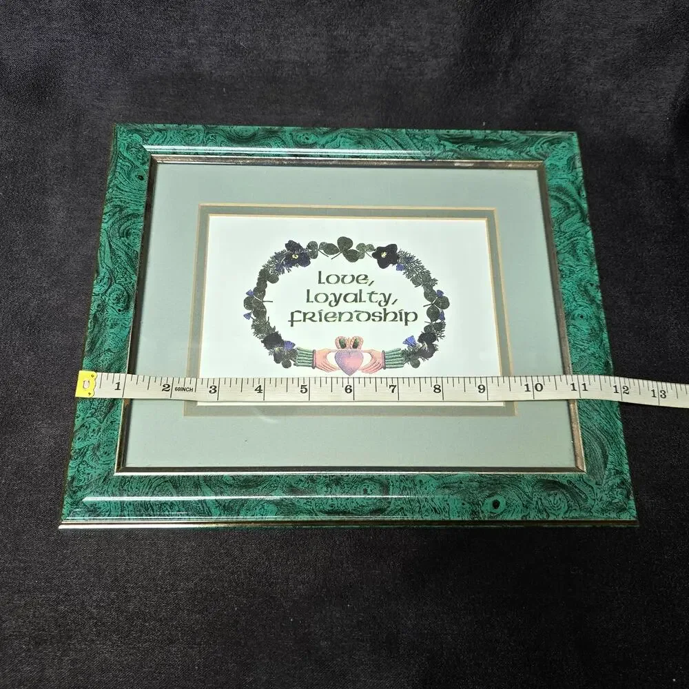 Irish Claddagh Symbol Love Loyalty Friendship Print Green Marble Frame 10